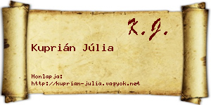 Kuprián Júlia névjegykártya